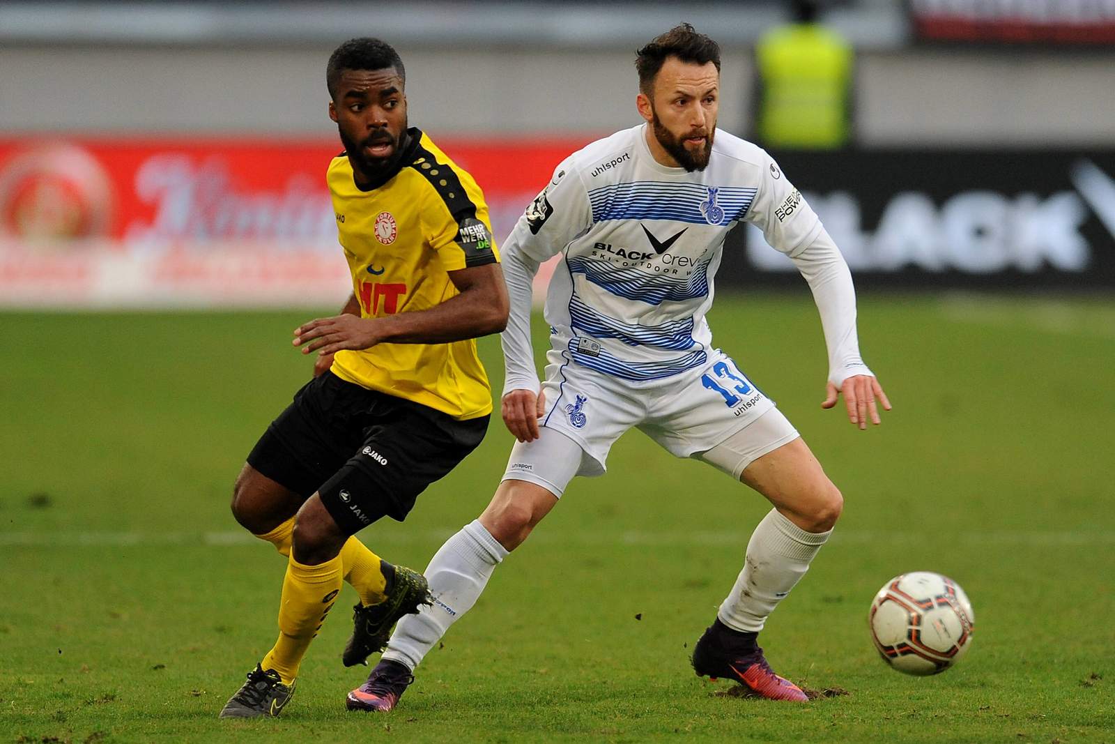 3. Liga MSV Duisburg Janjic Fortuna Köln Kwame Zlatko Janjic (Duisburg) und Kusi Kwame (Fortuna Köln)