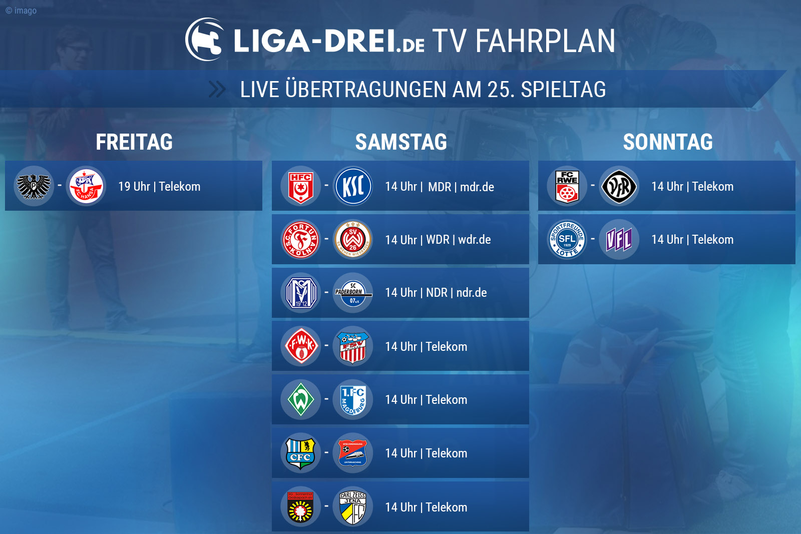 TV-Plan der 3. Liga für den 25. Spieltag