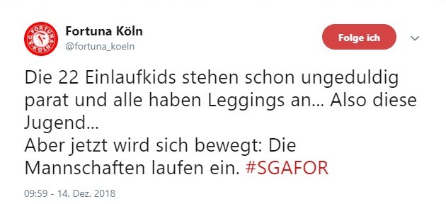 Tweet zu Großaspach gegen Fortuna Köln