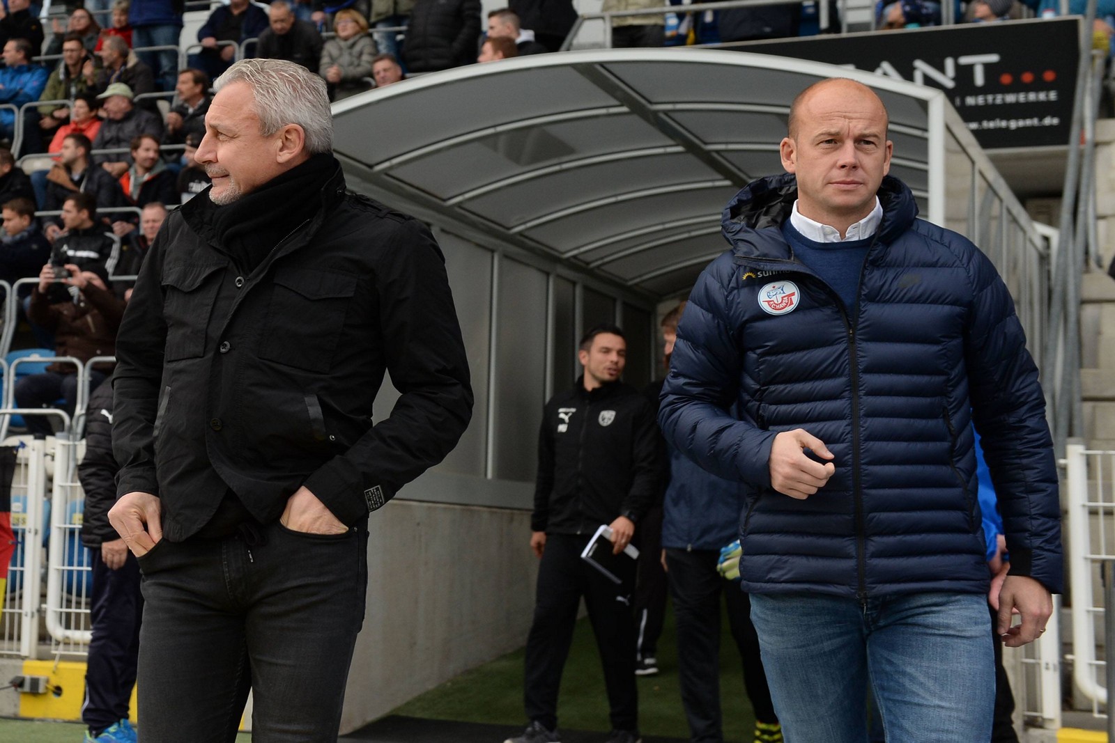 3. liga, hansa rostock, pavel dotchev, markus thiele Pavel Dotchev (l.) und Markus Thiele bei Rostocks Auswärtsspiel in Jena.