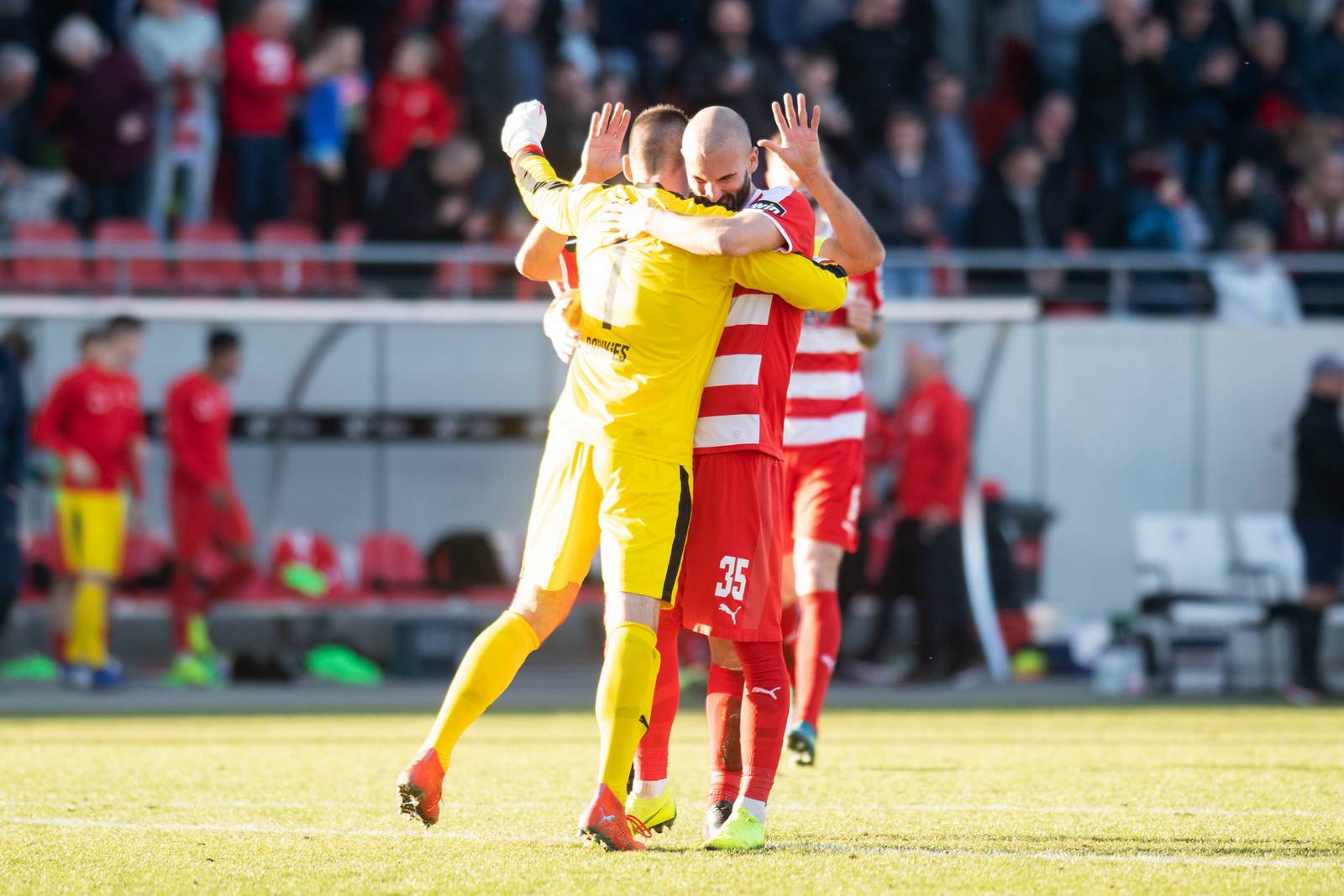 johannes brinkies, nico antonitsch, fsv zwickau, 3. liga Johannes Brinkies jubelt mit Nico Antonitsch.