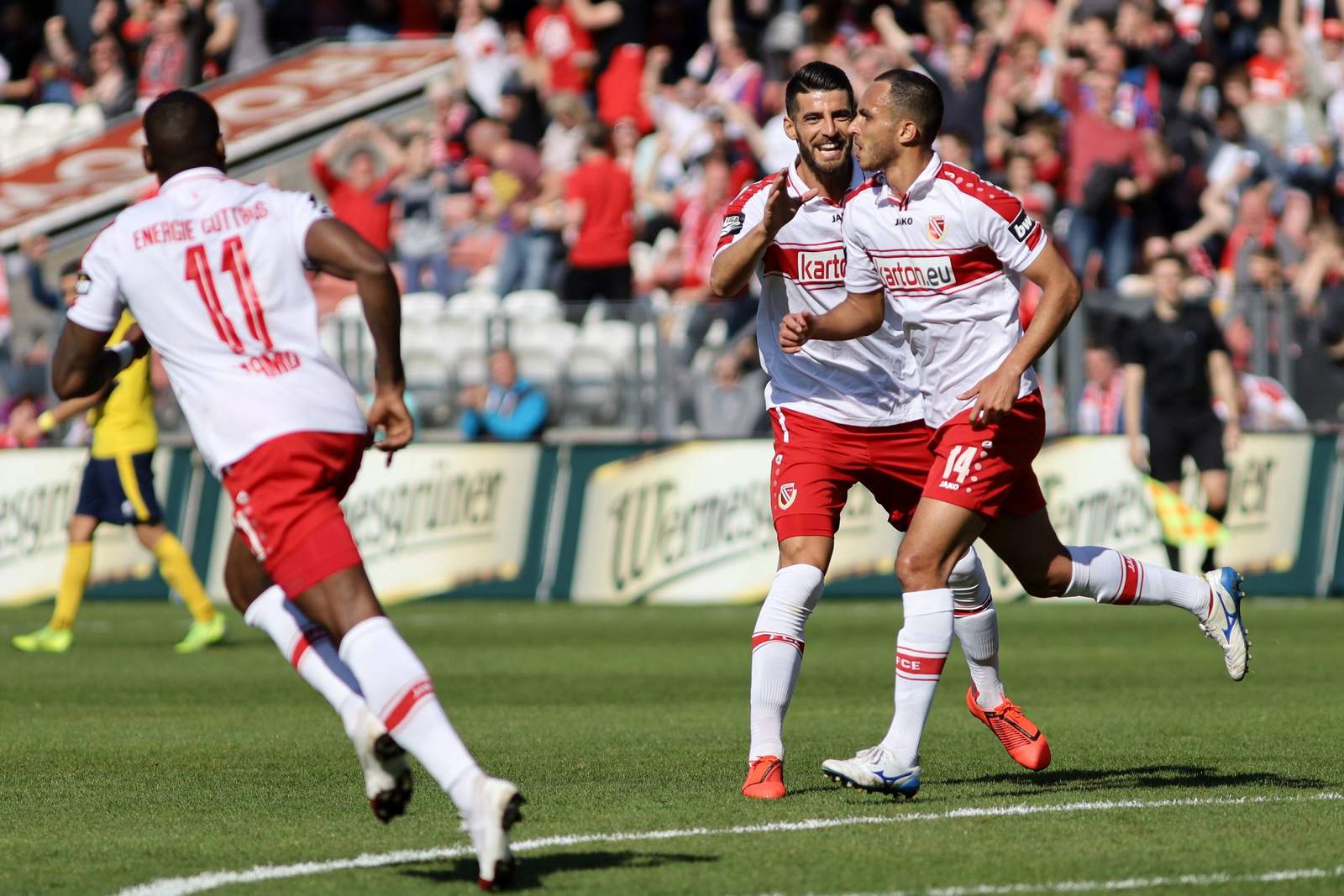 3. liga, energie cottbus, marcelo de freitas Marcelo de Freitas bejubelt sein Tor gegen Fortuna Köln.