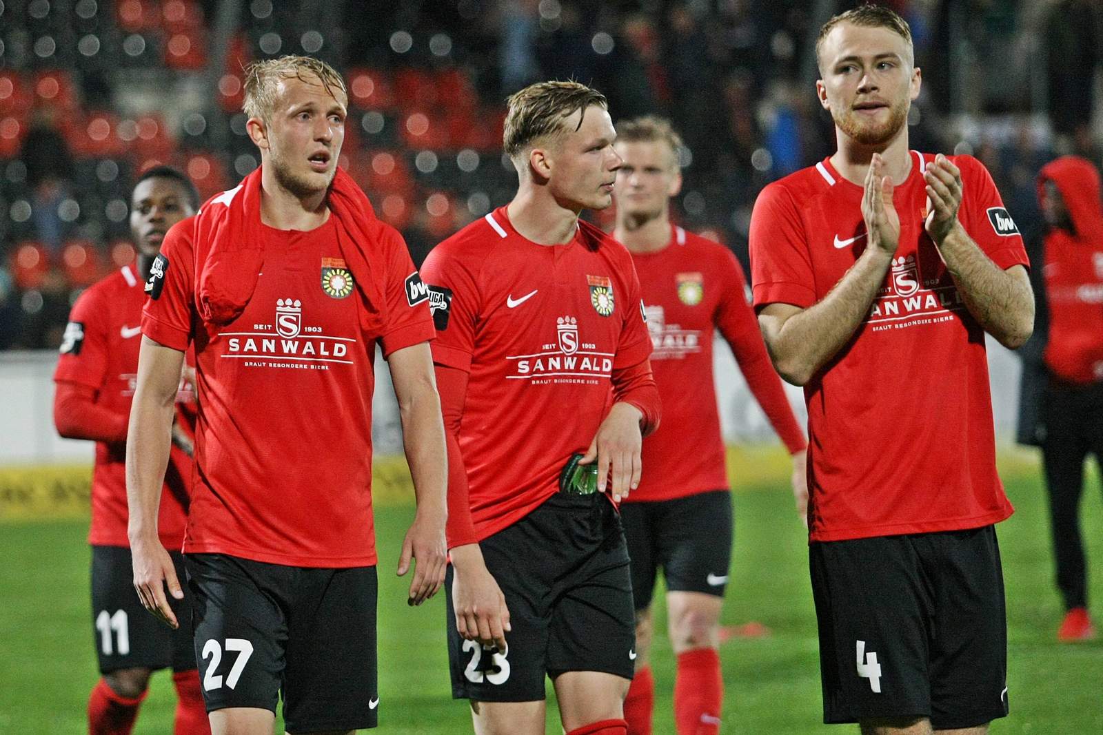 Vitzthum, Hercher, Burger, Großaspach, 3. liga Michael Vitzthum, Philipp Hercher und Korbinian Burger von Sonnenhof Großaspach