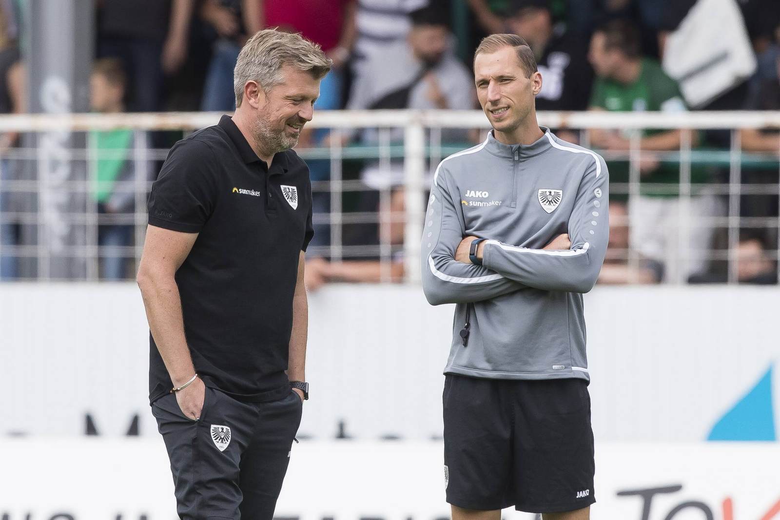 sven hübscher, tobias hellweg, preußen münster, 3. liga Sven Hübscher und Tobias Hellweg im Gespräch