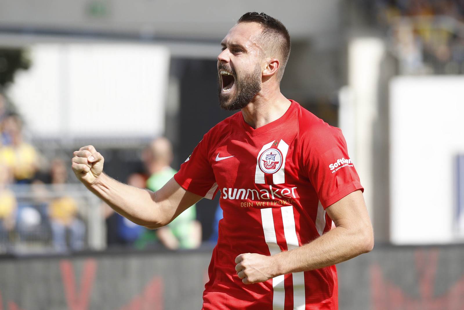 pascal breier, hansa rostock, 3. liga Pascal Breier jubelt für Hansa Rostock