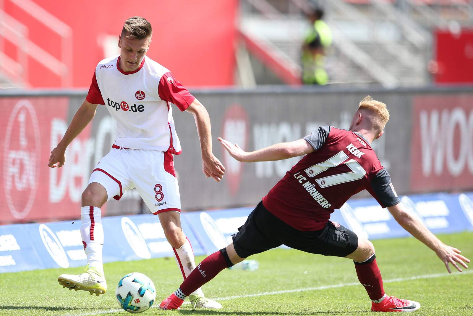 Gino Fechner, FCK, Sebastian Kerk, 1. FC Nürnberg, dfb pokal Gino Fechner vom FCK gegen Sebastian Kerk vom 1. FC Nürnberg