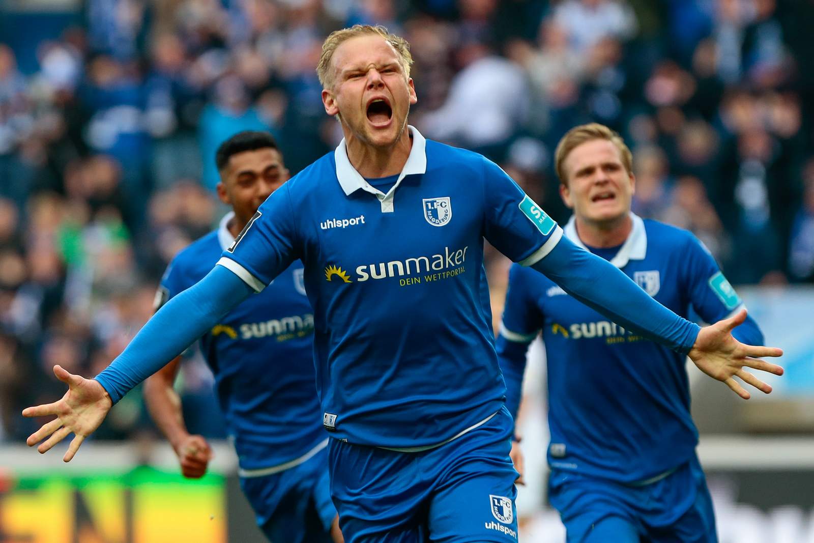 3. liga, 1. fc magdeburg, sören bertram Sören Bertram beim Torjubel.