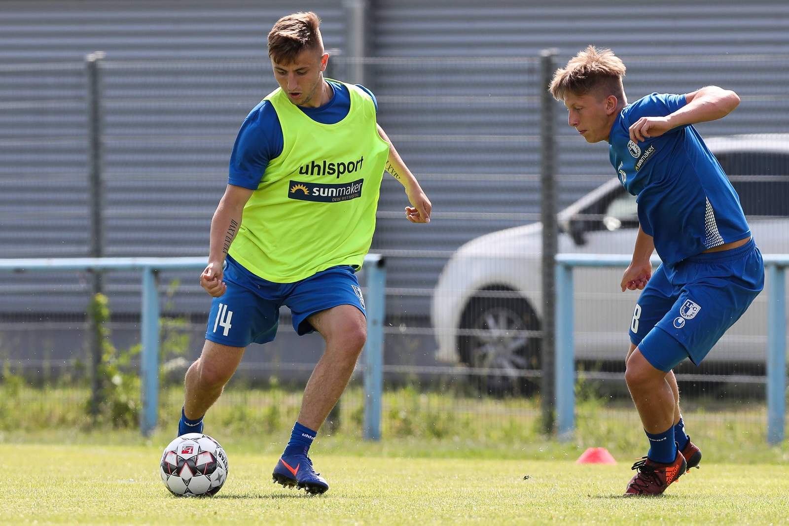 Anton Kanther, Marvin Temp, 1. FC Magdeburg, 3. Liga Anton Kanther und Marvin Temp im Training des 1. FC Magdeburg