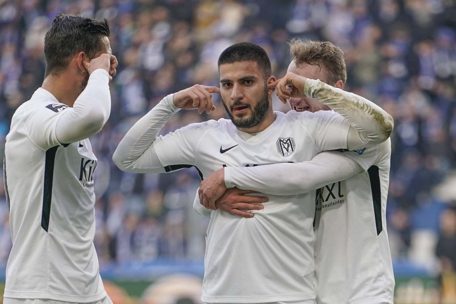 3. liga, sv meppen, deniz undav Deniz Undav (m.) beim Torjubel gegen Magdeburg.