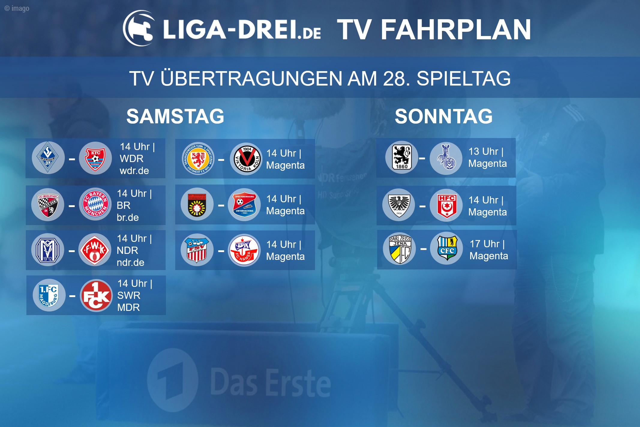 3. Liga TV - Live + Highlights am 28. Spieltag 2019/20